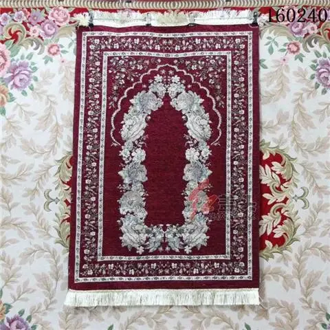 Muslim Floor Rug Ramadan Worship Blanket Chenille Prayer Mat With Tassel Sajadah 100x70cm