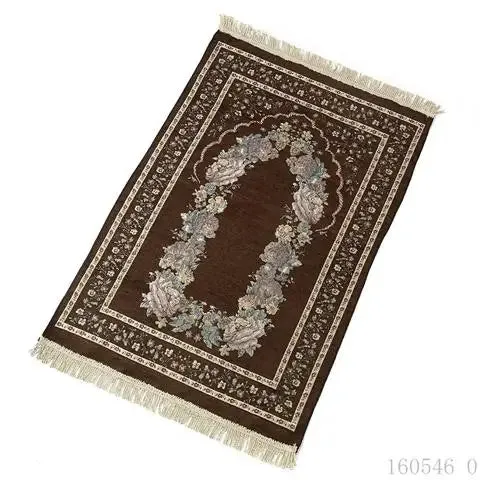 Muslim Floor Rug Ramadan Worship Blanket Chenille Prayer Mat With Tassel Sajadah 100x70cm