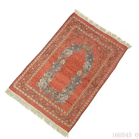 Muslim Floor Rug Ramadan Worship Blanket Chenille Prayer Mat With Tassel Sajadah 100x70cm