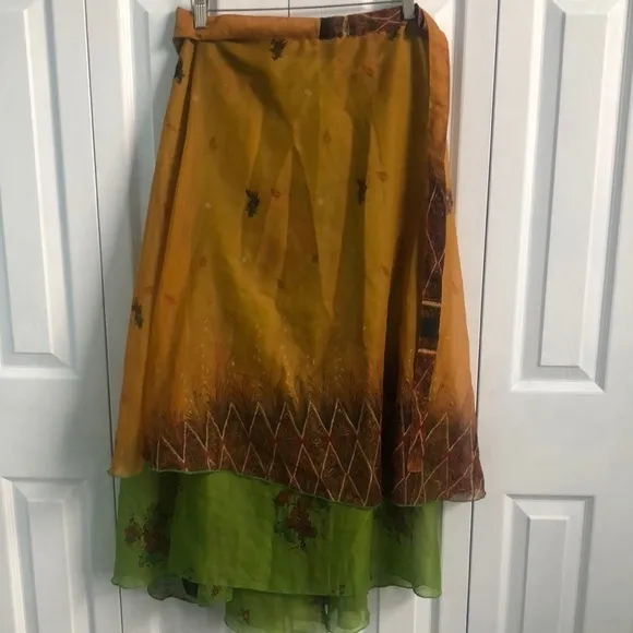 My Choice Flowy Boho Gypsy Double Layered Wrap Skirt One Size Fits Most