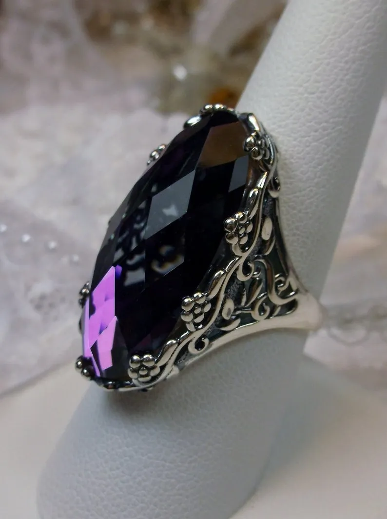 Mystic Topaz Ring, Large Oval gem, Vintage Reproduction Jewelry #D97