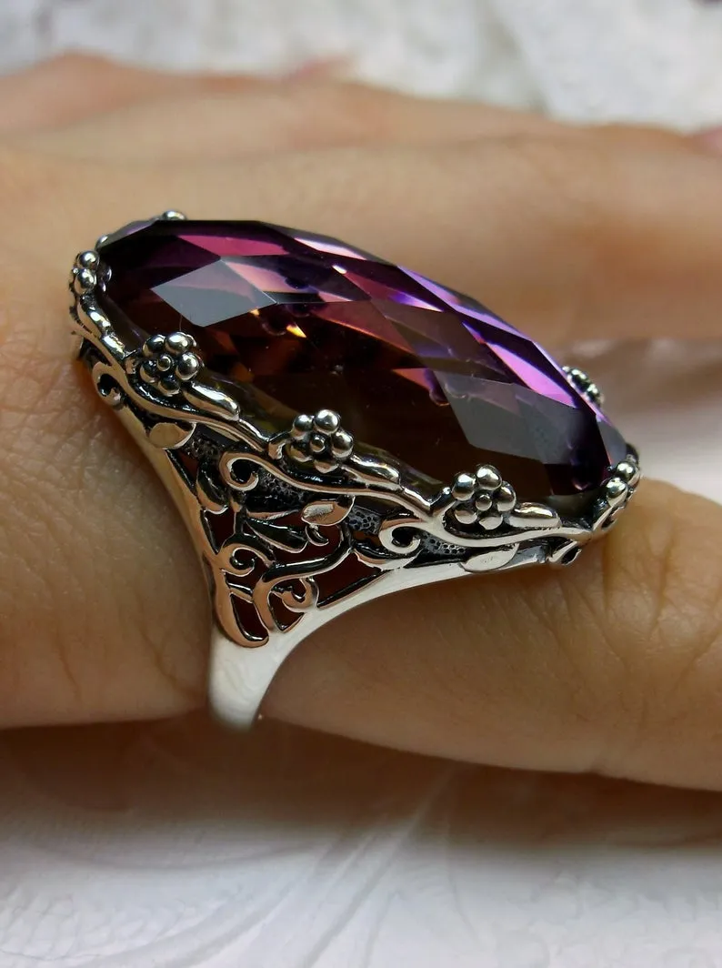 Mystic Topaz Ring, Large Oval gem, Vintage Reproduction Jewelry #D97