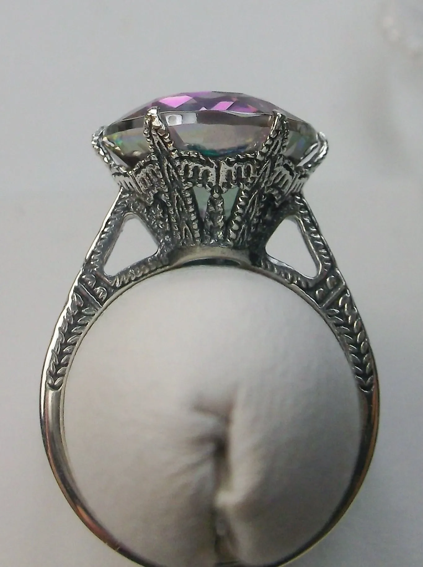 Mystic Topaz Ring, Natural Gemstone Classic Solitaire Ring #D37