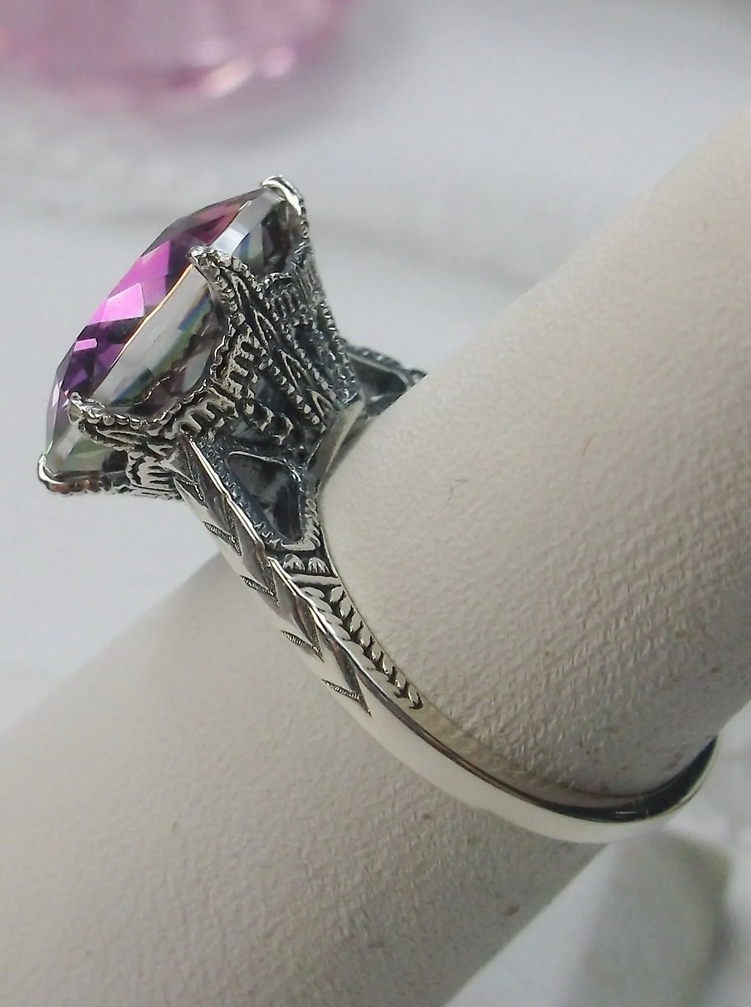 Mystic Topaz Ring, Natural Gemstone Classic Solitaire Ring #D37