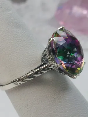 Mystic Topaz Ring, Natural Gemstone Classic Solitaire Ring #D37