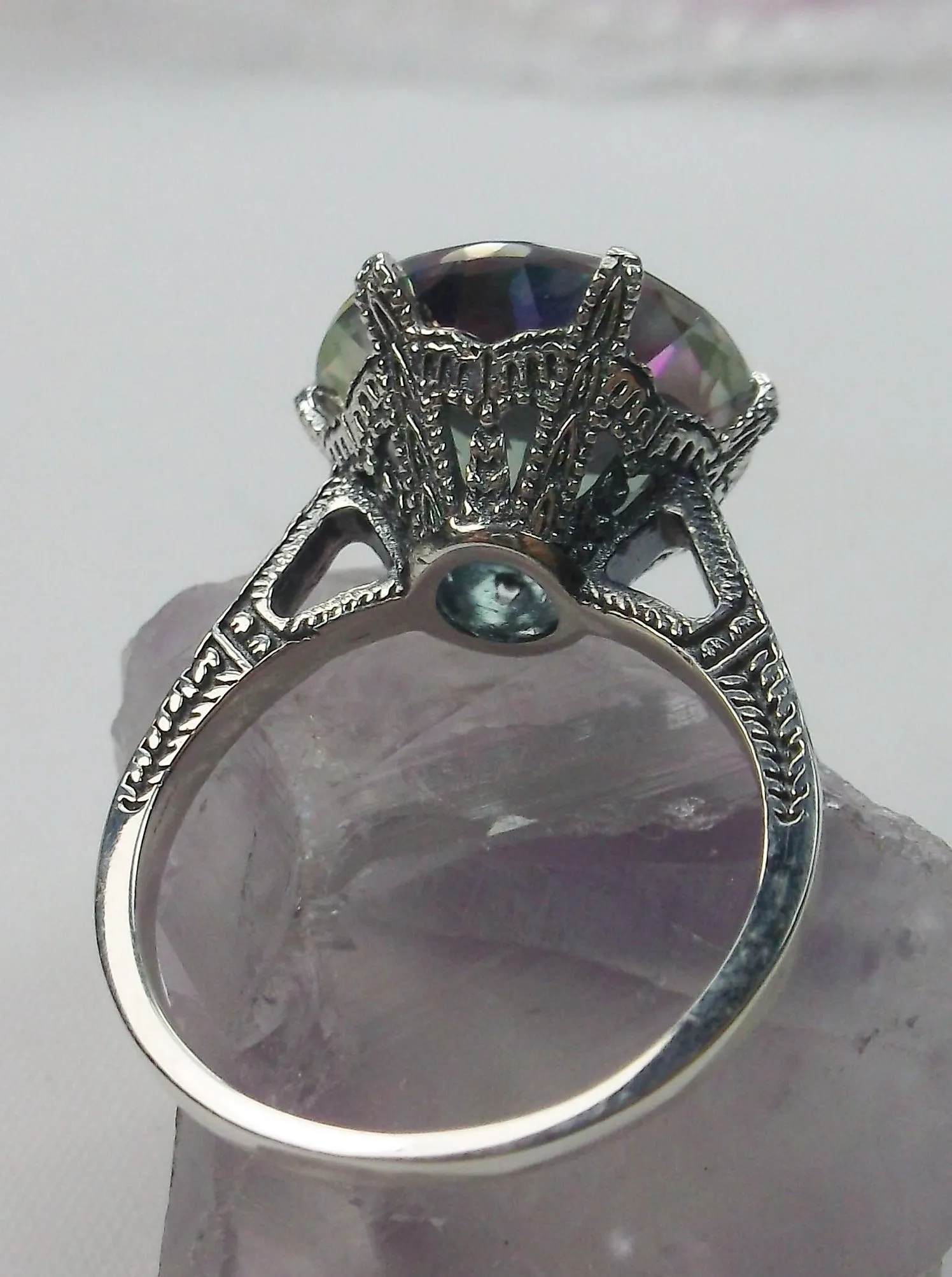 Mystic Topaz Ring, Natural Gemstone Classic Solitaire Ring #D37