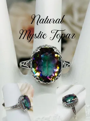 Mystic Topaz Ring, Simulated or Natural Gemstone, Edwardian Antique Reproduction Jewelry #D70z