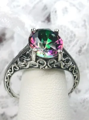 Mystic Topaz Ring, Swan Filigree, Art Deco Jewelry #D190