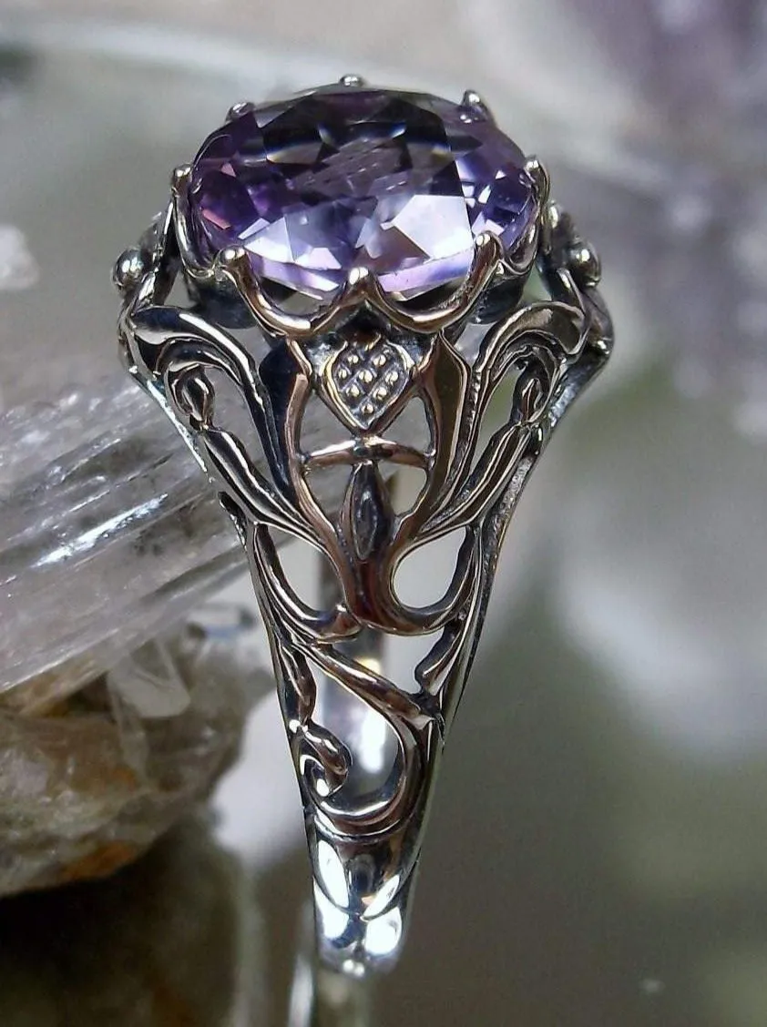 Natural Amethyst Ring, Daisy Filigree Victorian Jewelry #D66