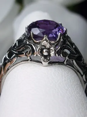 Natural Amethyst Ring, Daisy Filigree Victorian Jewelry #D66