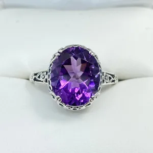 Natural Amethyst Ring, Edwardian Antique Reproduction Jewelry #D70z