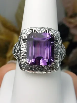Natural Amethyst Ring, Intricate Victorian Jewelry #D149
