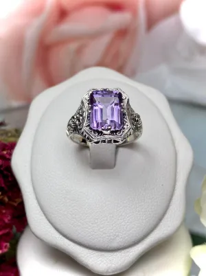 Natural Amethyst Ring, Lovely Rectangle Edwardian Jewelry #D148