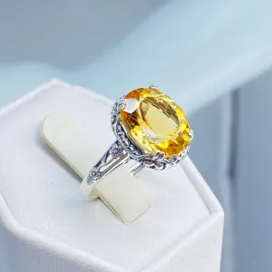 Natural Citrine Ring, Edwardian Jewelry #D70z