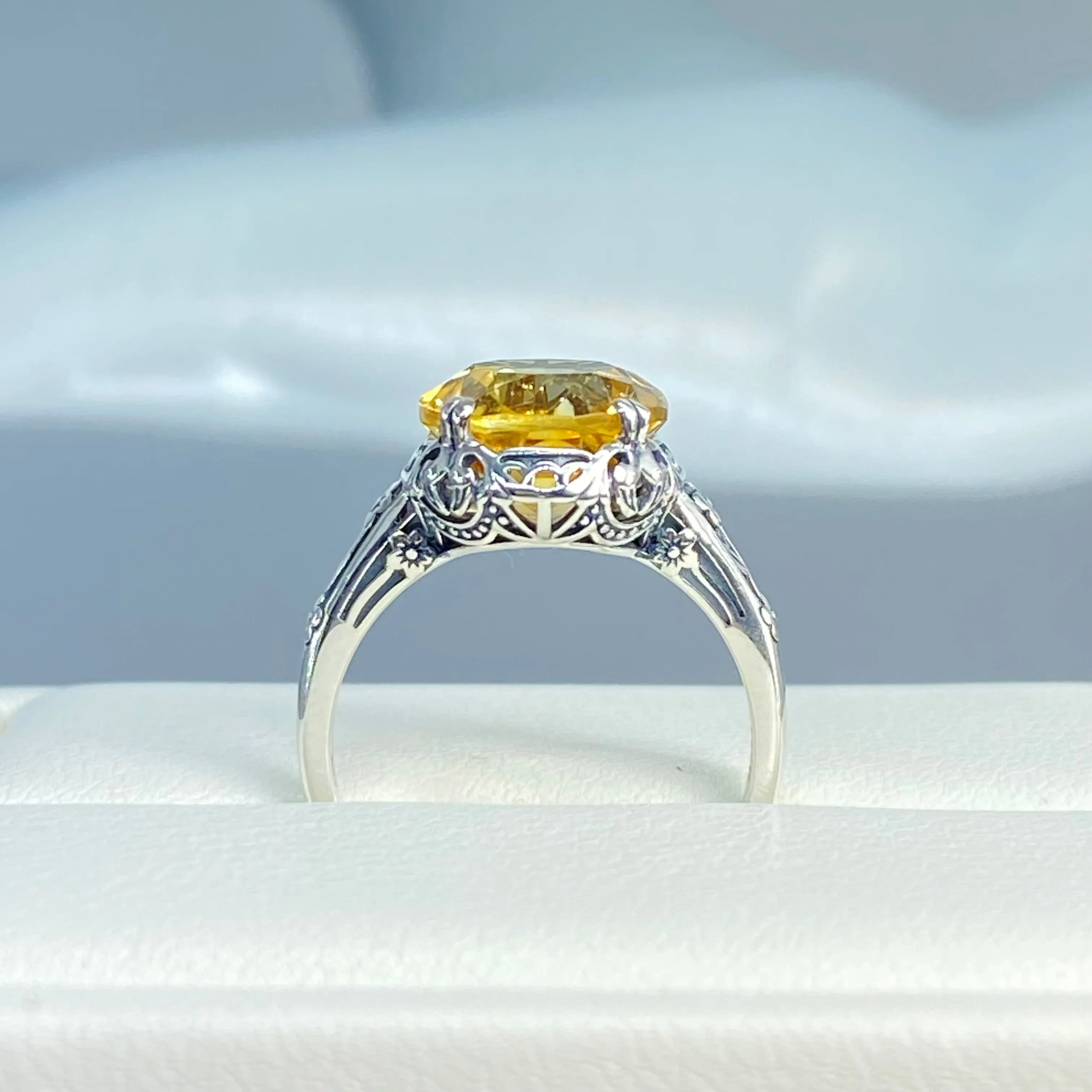 Natural Citrine Ring, Edwardian Jewelry #D70z