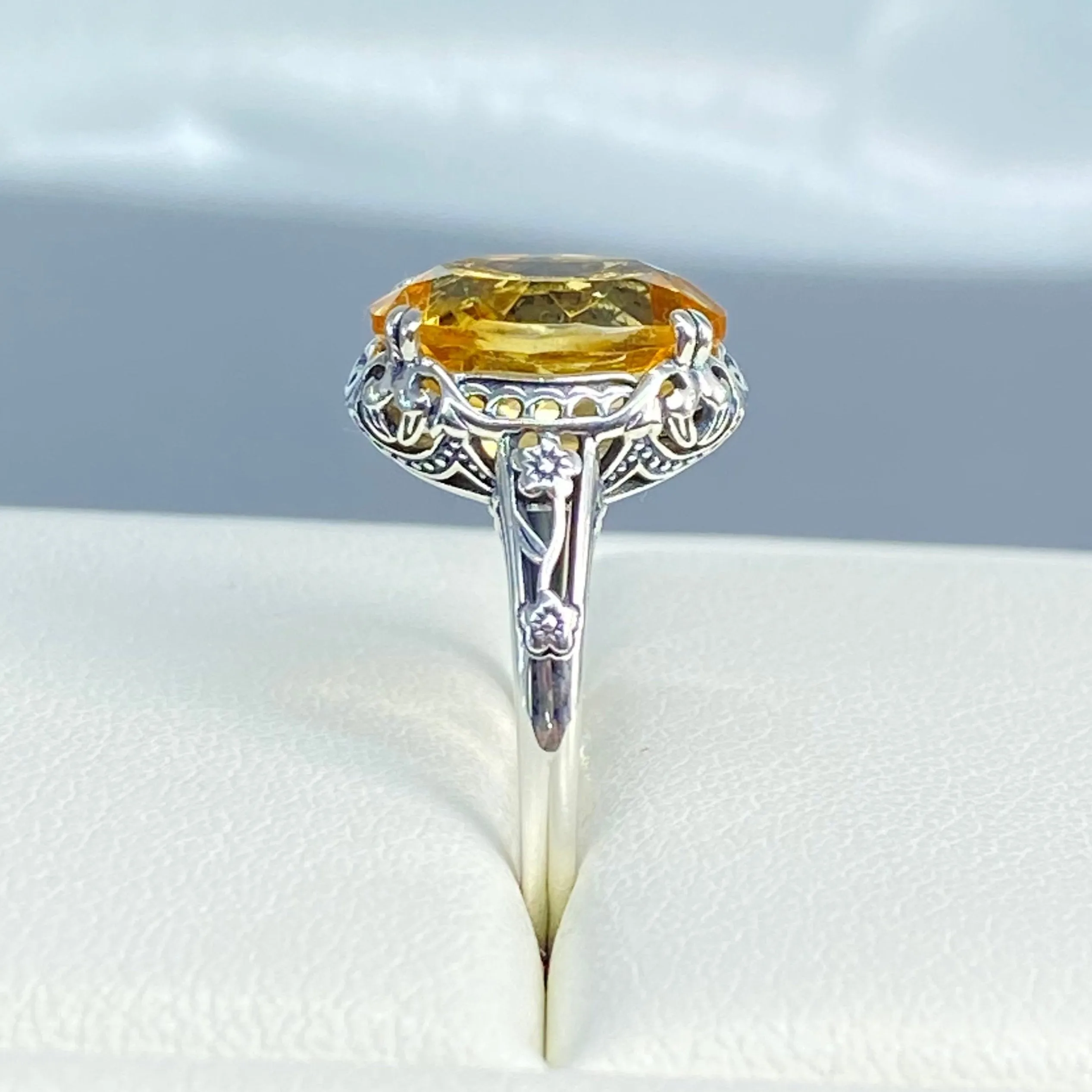 Natural Citrine Ring, Edwardian Jewelry #D70z