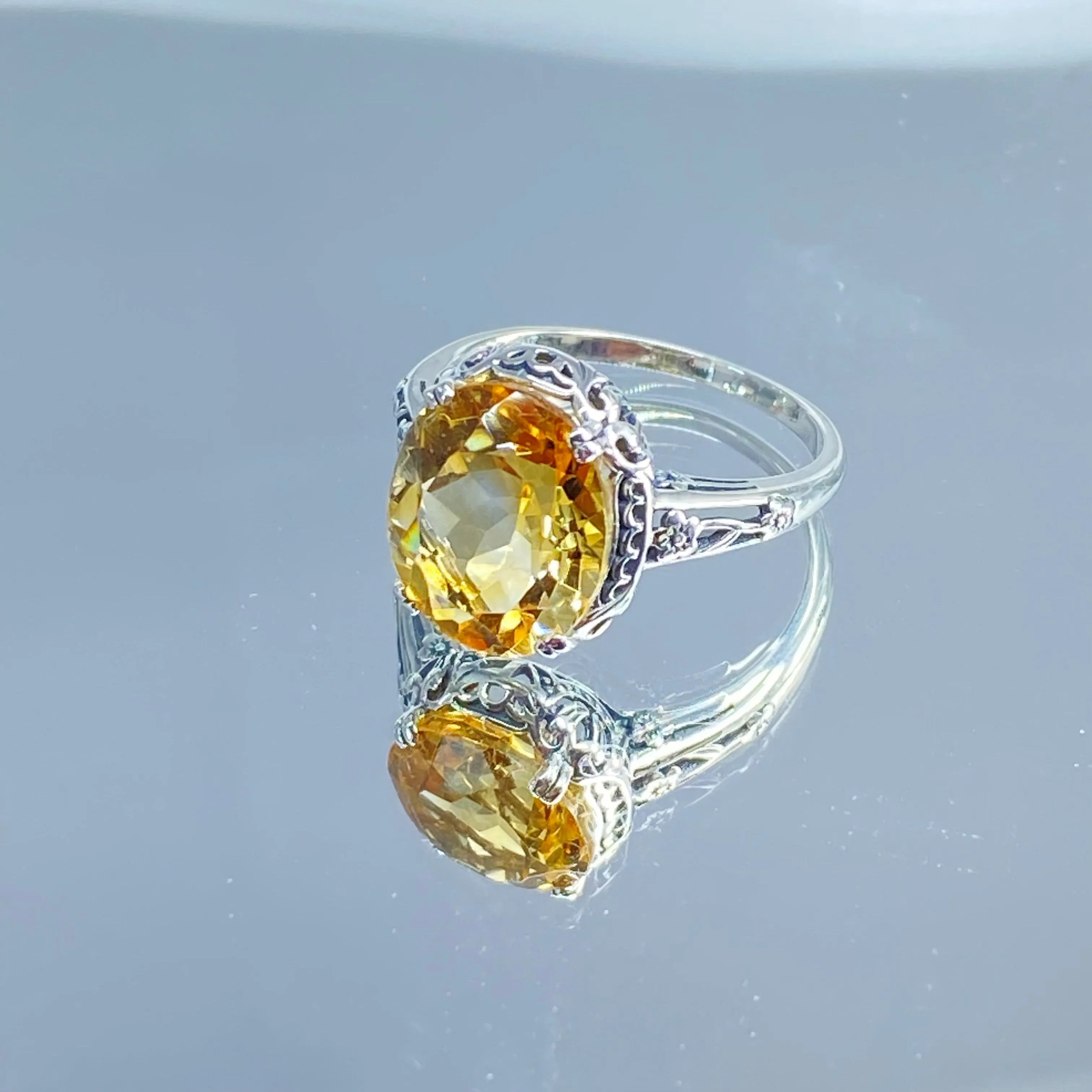 Natural Citrine Ring, Edwardian Jewelry #D70z