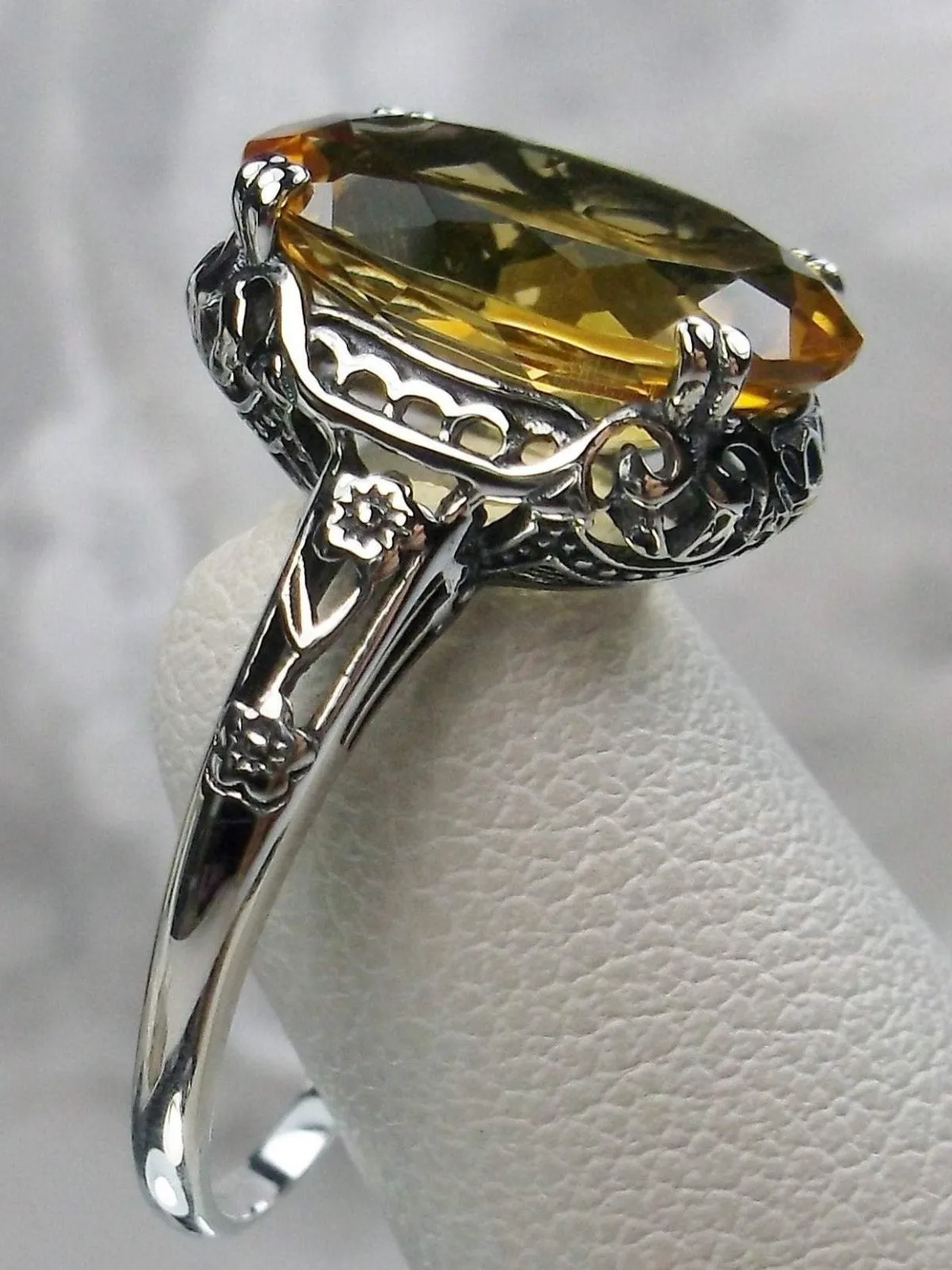 Natural Citrine Ring, Edwardian Revival Jewelry #D70