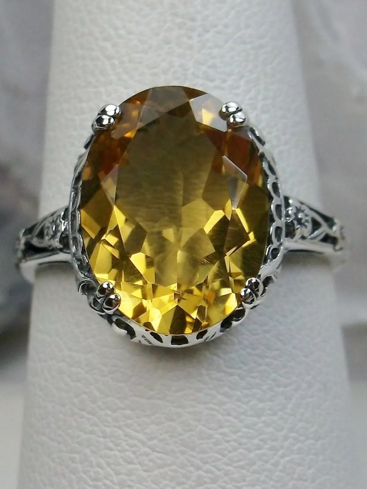Natural Citrine Ring, Edwardian Revival Jewelry #D70