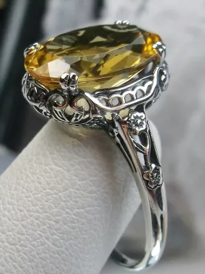 Natural Citrine Ring, Edwardian Revival Jewelry #D70