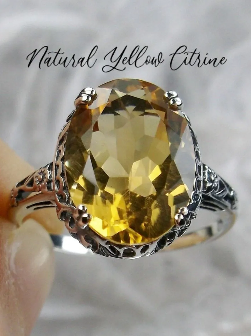 Natural Citrine Ring, Edwardian Revival Jewelry #D70