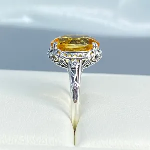 Natural Citrine Ring, Size 7, Edwardian Jewelry #D70z - Ready to Ship