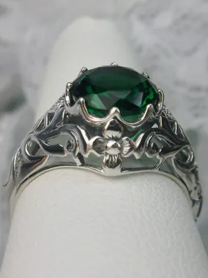 Natural Emerald Ring, Daisy Filigree Victorian Jewelry #D66