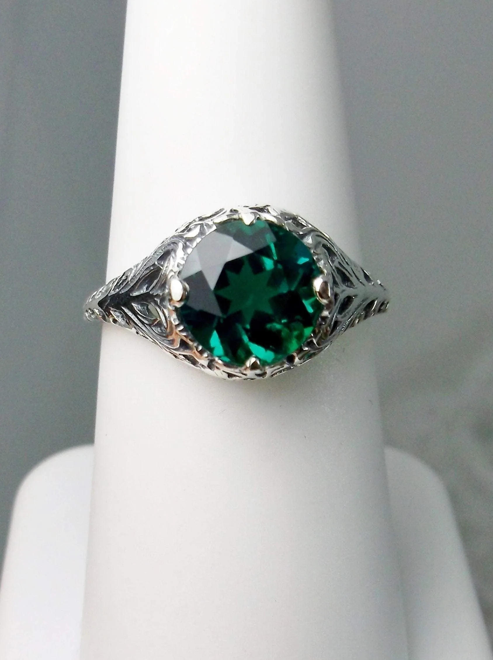 Natural Emerald Victorian Ring #D198