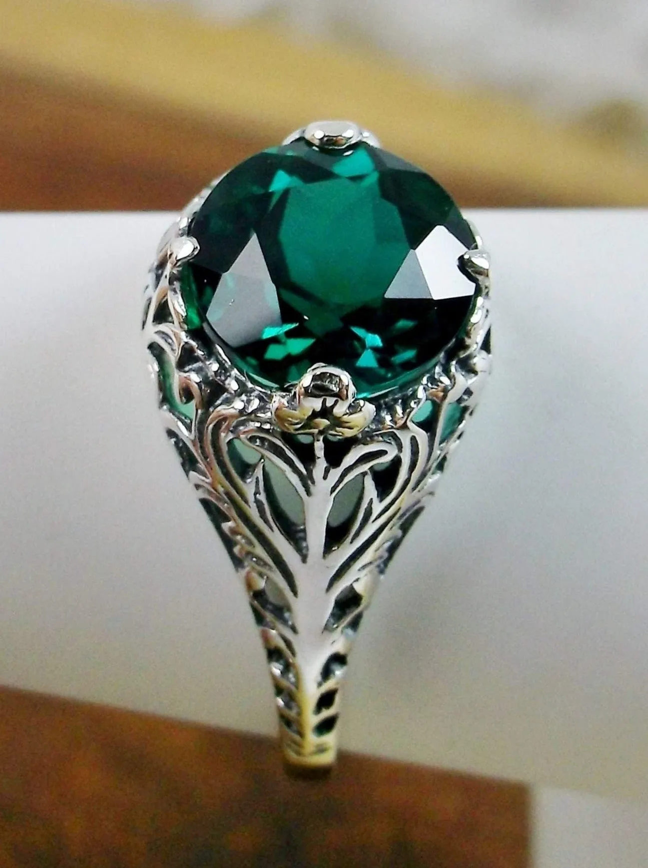 Natural Emerald Victorian Ring #D198
