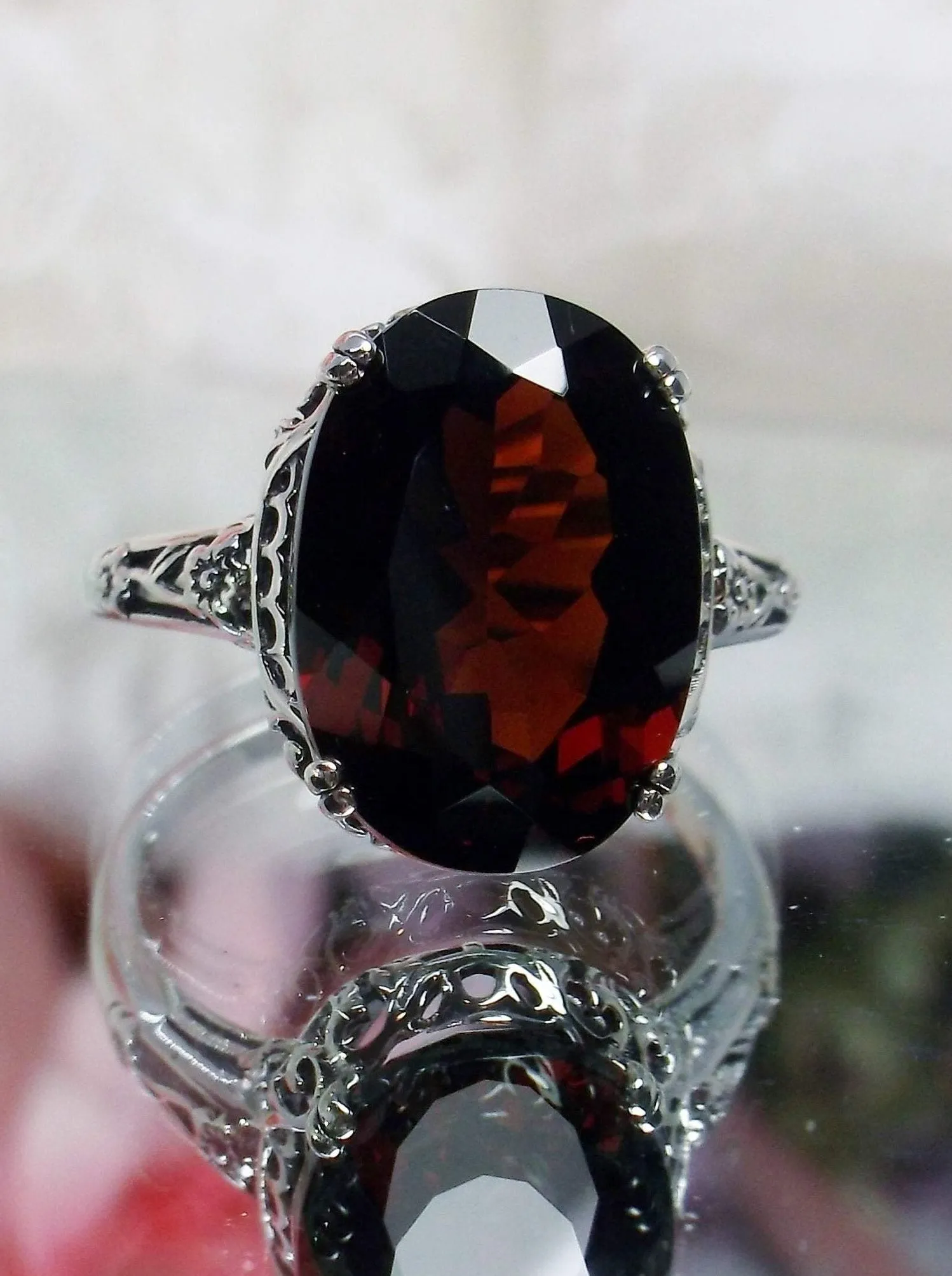 Natural Garnet Ring, Revival Edwardian Jewelry #D70