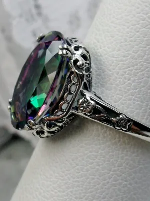 Natural Mystic Topaz Ring, Edwardian Revival Jewelry #D70