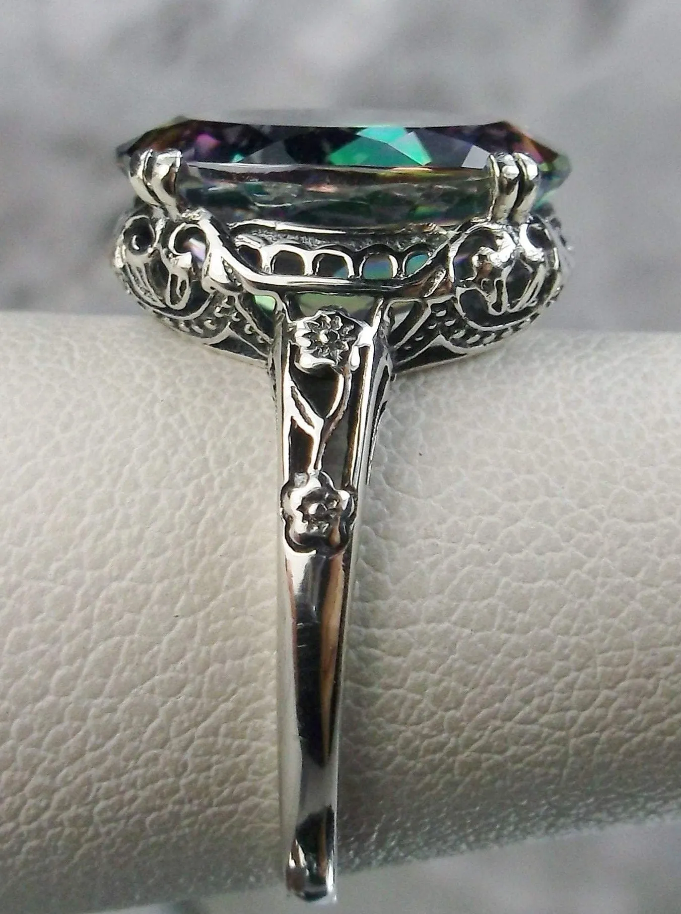 Natural Mystic Topaz Ring, Edwardian Revival Jewelry #D70