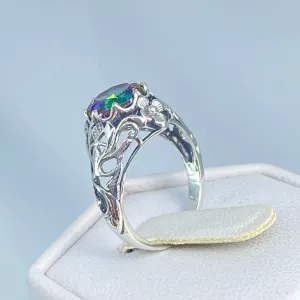 Natural Mystic Topaz Ring, Size 4.5, Daisy Filigree, Victorian Jewelry #D66 - Ready to Ship