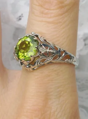 Natural Peridot Ring, Size 7, Daisy Ring with Vintage Filigree Victorian Sterling Jewelry #D66 - Ready to Ship