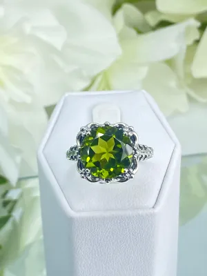 Natural Peridot Ring, Size 8, Sterling Silver Victorian Jewelry #D103 - Ready to Ship