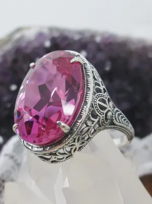 Natural Pink Topaz Persian Ring, Art Deco Vintage Revival Jewelry #D230