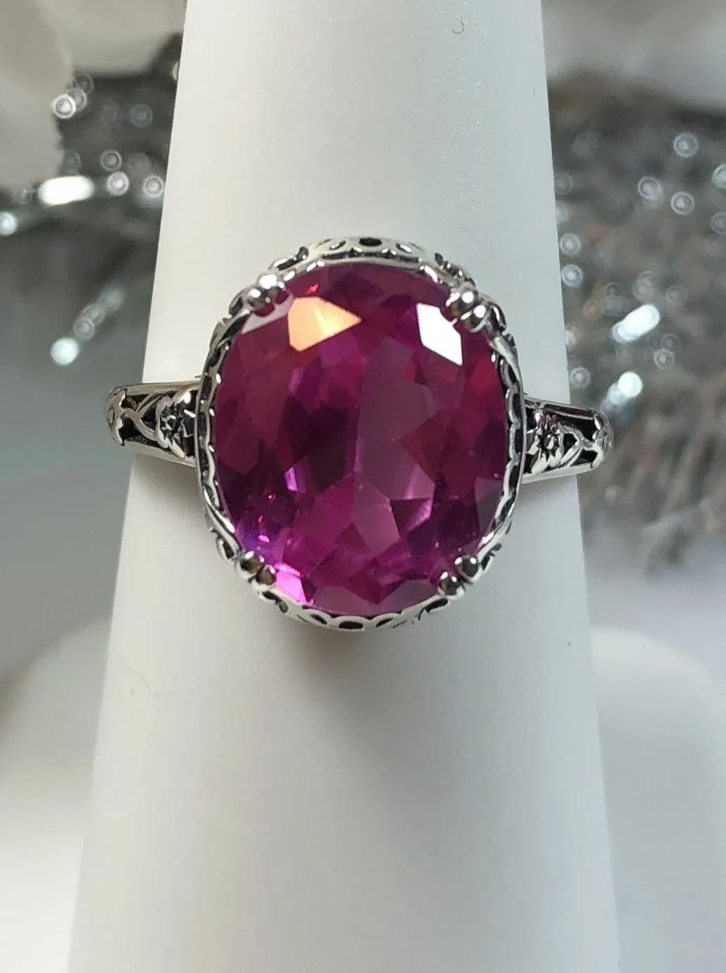 Natural Pink Topaz Ring, Size 6.5, Natural Pink Gemstone, Edwardian Jewelry #D70z - Ready to Ship