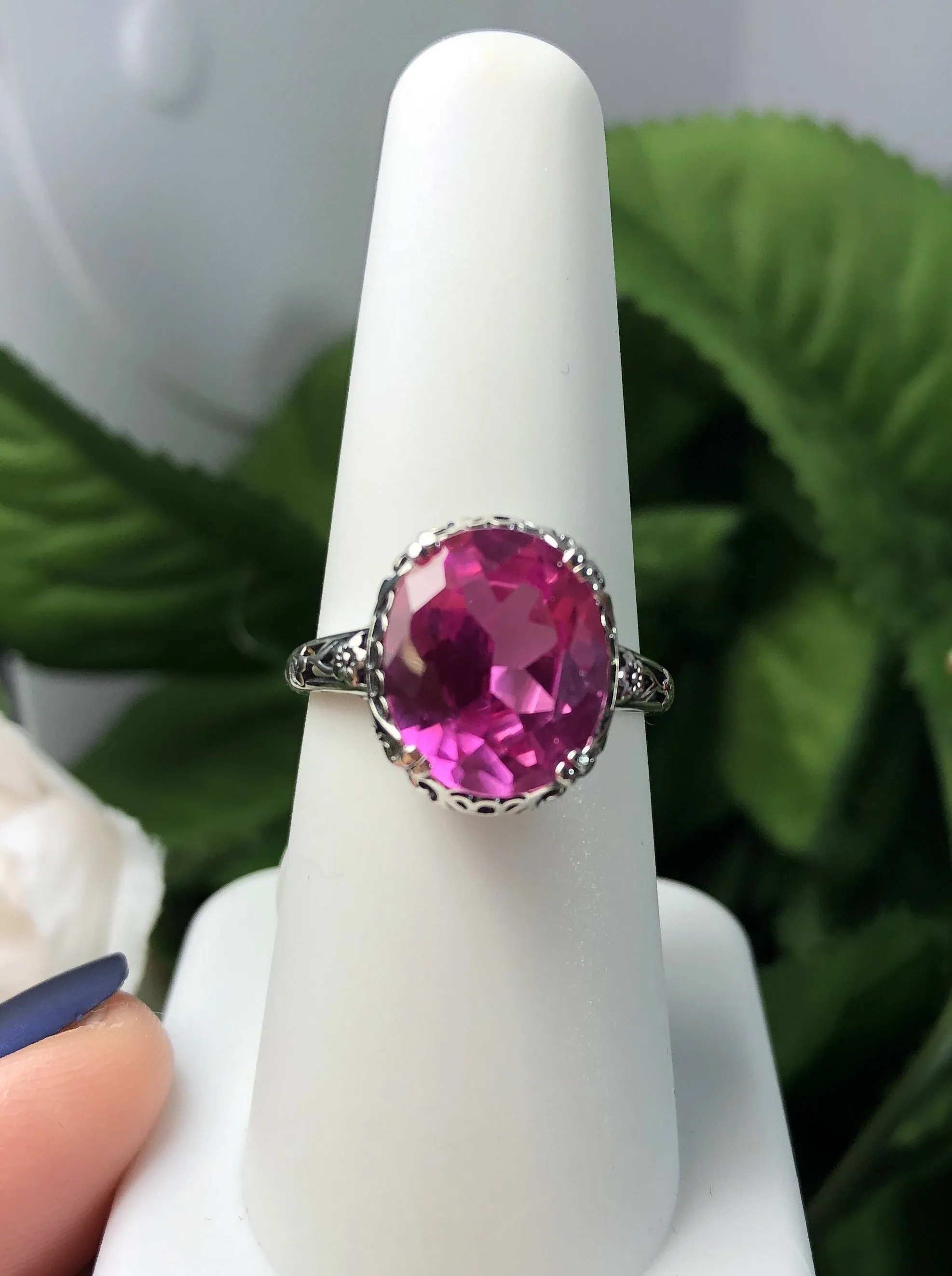 Natural Pink Topaz Ring, Size 6.5, Natural Pink Gemstone, Edwardian Jewelry #D70z - Ready to Ship