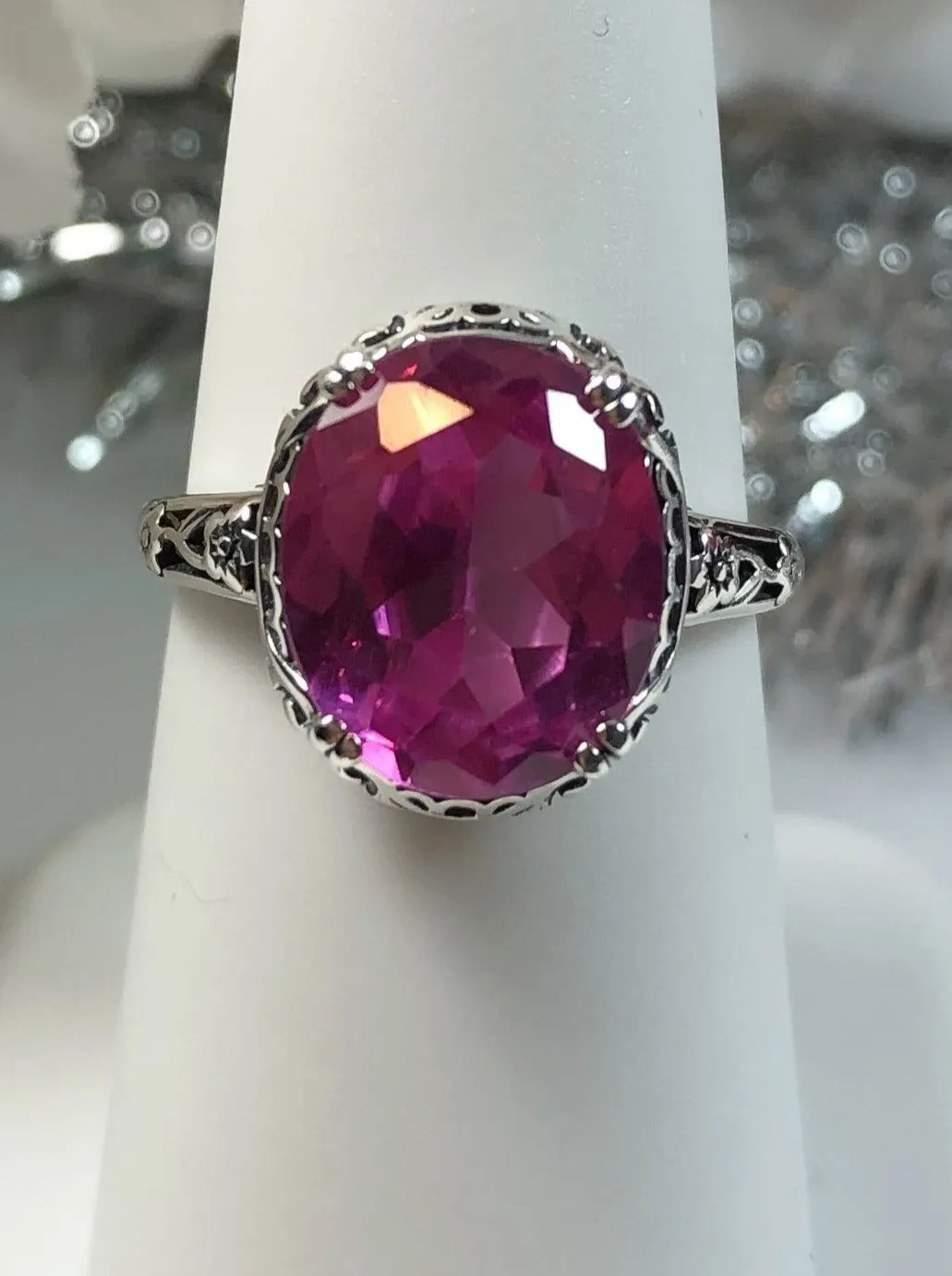 Natural Pink Topaz Ring, Size 6.5, Natural Pink Gemstone, Edwardian Jewelry #D70z - Ready to Ship