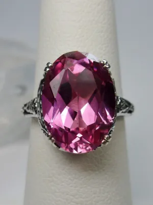 Natural Pink Topaz Ring, Sterling Silver Edwardian Jewelry #D70