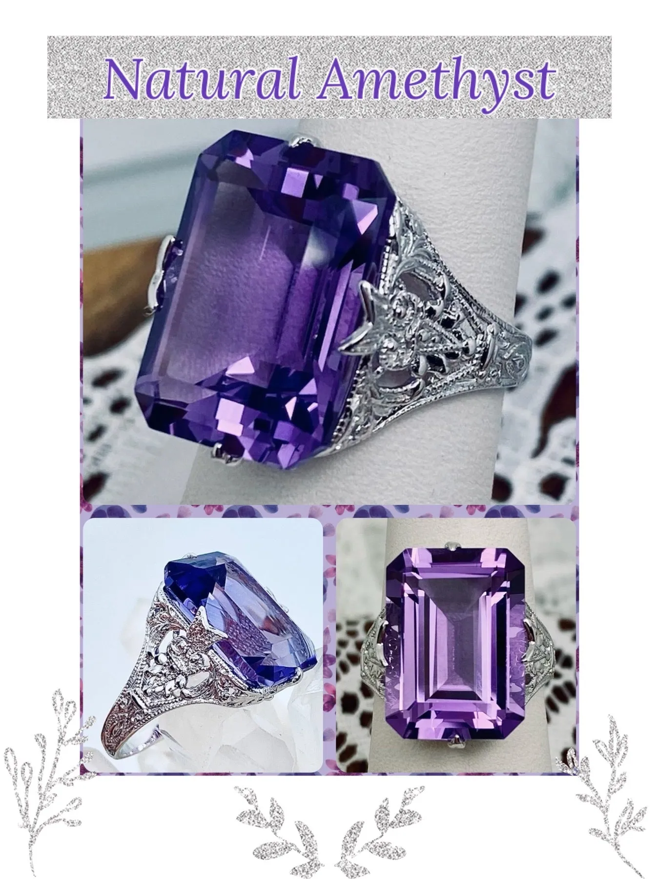 Natural Purple Amethyst Ring, 10k or 14k Gold Vintage Jewelry #D202