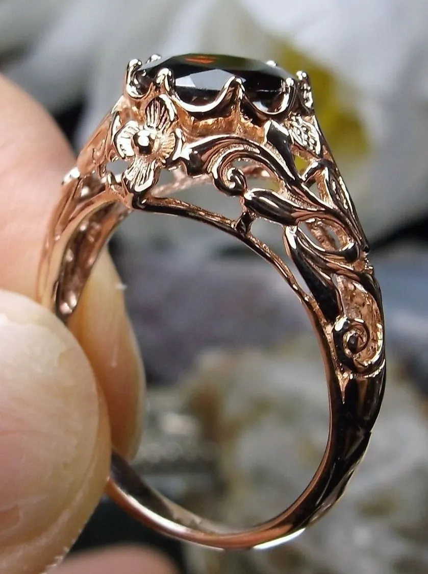 Natural Red Garnet Ring, Rose Gold Daisy Victorian Jewelry #D66