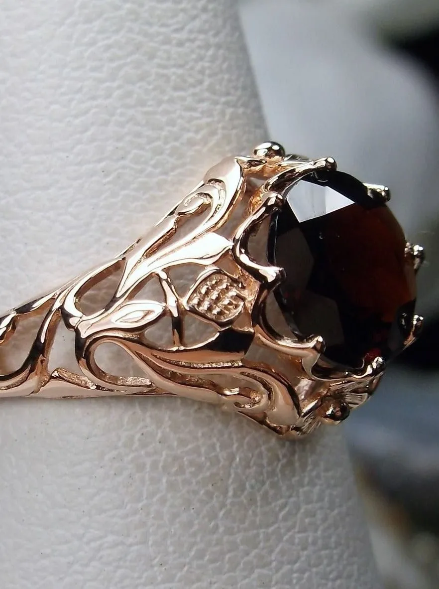 Natural Red Garnet Ring, Rose Gold Daisy Victorian Jewelry #D66