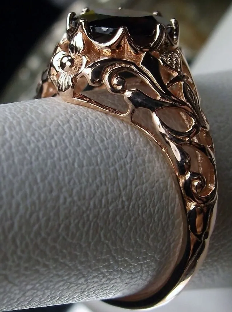 Natural Red Garnet Ring, Rose Gold Daisy Victorian Jewelry #D66