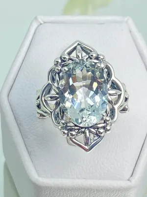 Natural White Topaz Ring, Gothic Filigree Ring - Vintage Style Ring D98