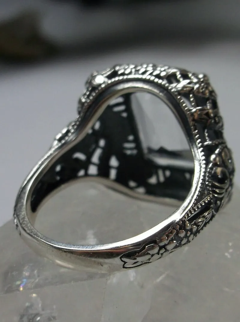 Natural White Topaz Ring, Intricate Victorian Jewelry #D149