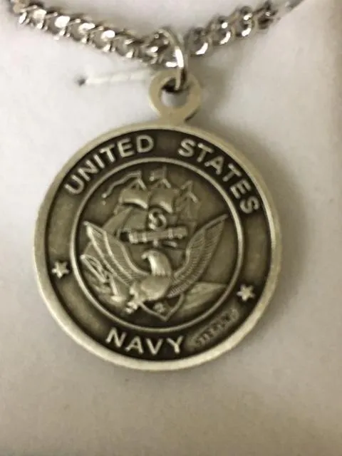 Navy Saint Christopher Sterling Silver Medal (5/16")