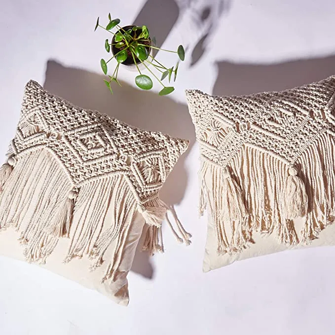 New Folkulture Boho or Bohemian Throw Pillow Covers (20x20 Inches), Set of 2 Covers!