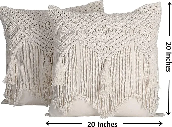 New Folkulture Boho or Bohemian Throw Pillow Covers (20x20 Inches), Set of 2 Covers!