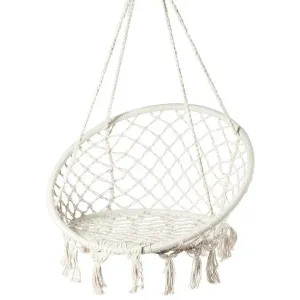 NEW Round Hanging Hammock Cotton Rope Macrame Swing Chair for Indoor and Outdoor, Retails $104